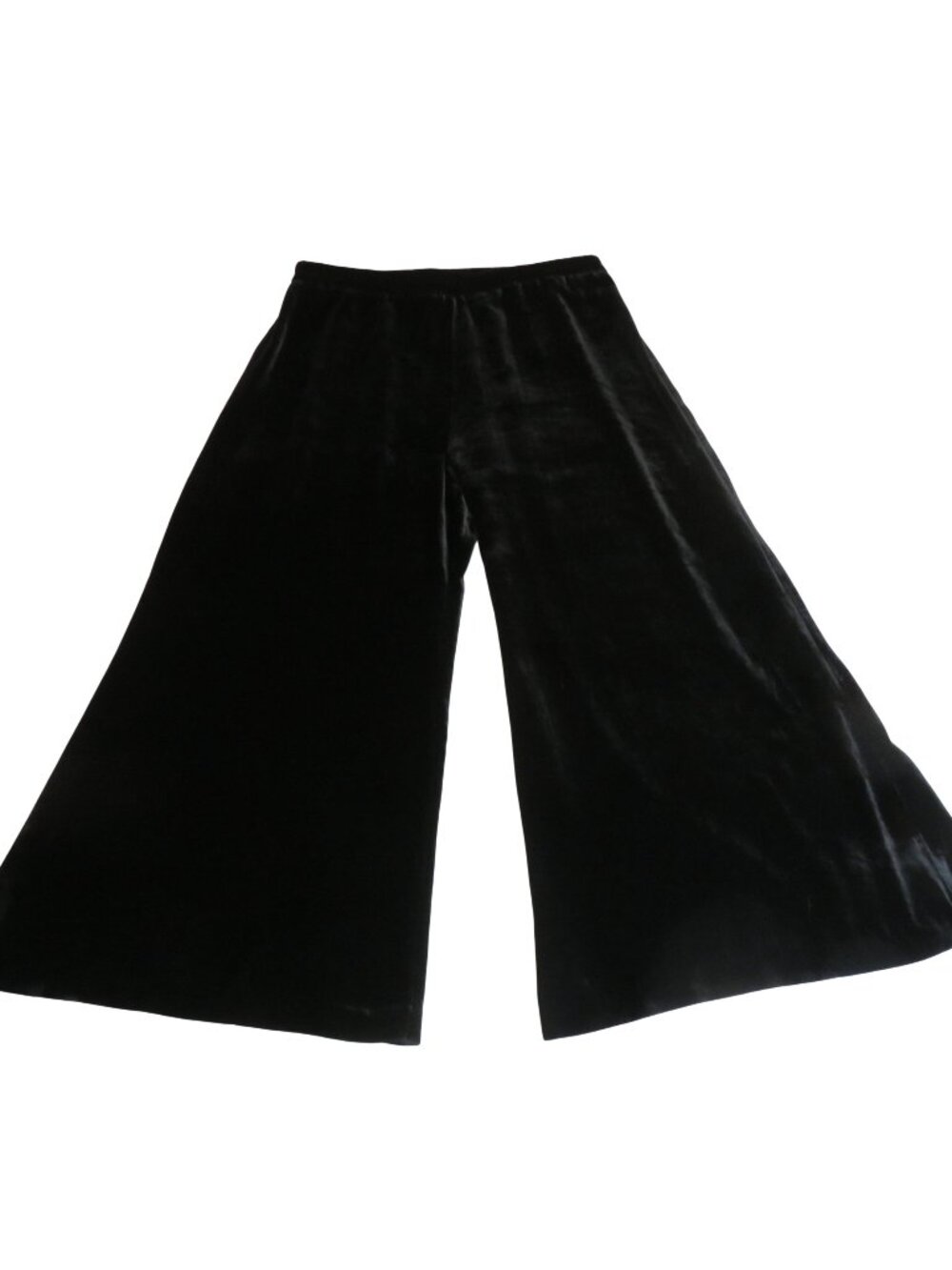Johnny Was Black Velvet Wide-Leg Crop Pants Womens M Rayon & Silk Blend